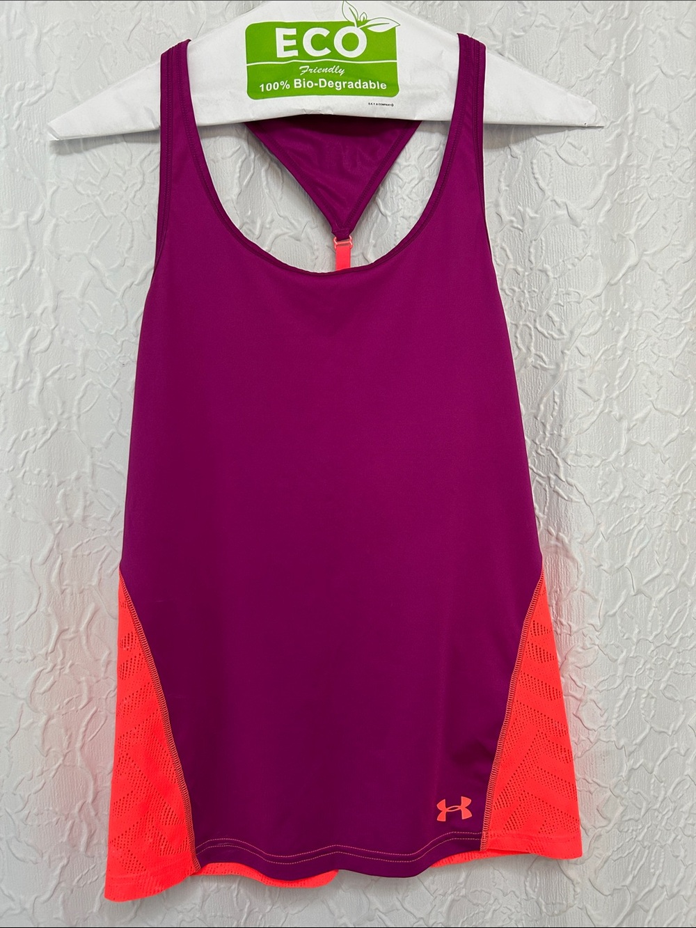 Under Armour Women's Magenta with Neon Orange Panel Athletic Tank